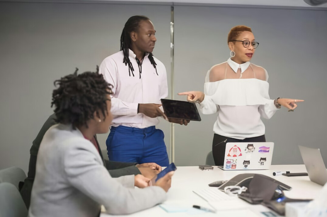 professional woman leading meeting